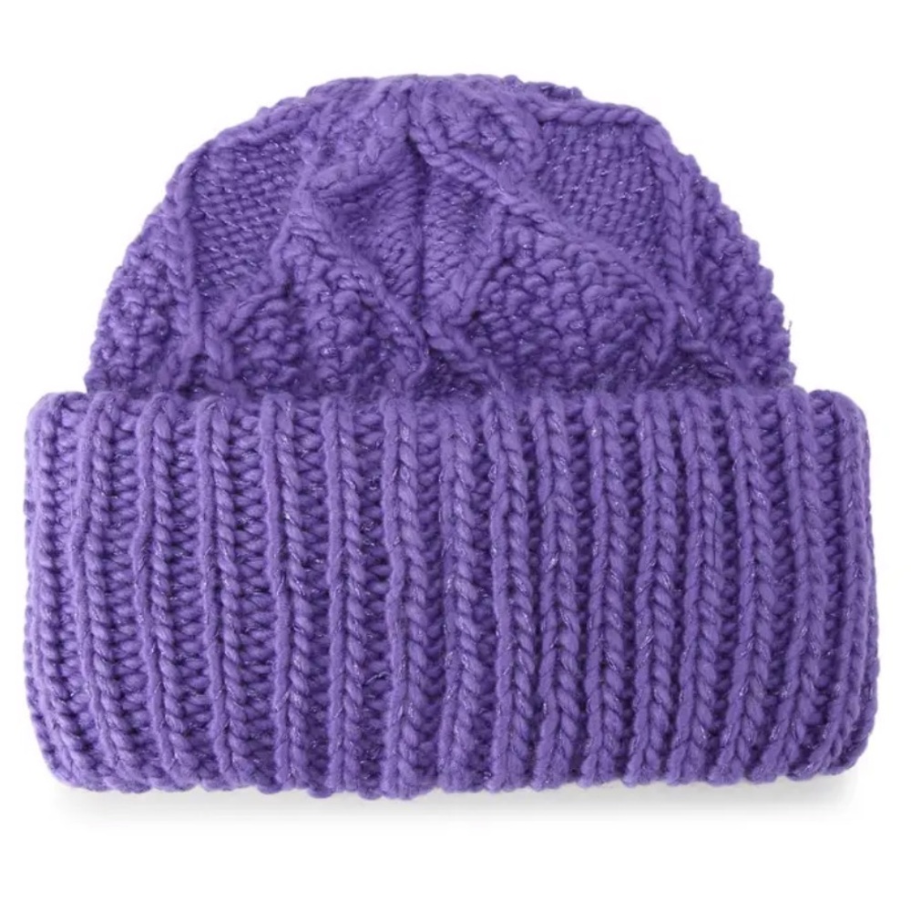 Kurt Geiger London Metallic Knit Cuffed Logo Patch Beanie - Picture 3 of 4